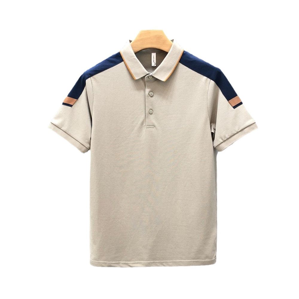 Contrast Color Block Lapel Polo Shirt Slim Fit T-Shirt